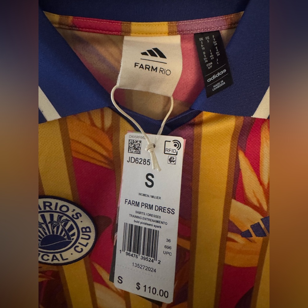 Farm Rio/Adidas Calab Bold Pink and Yellow Dress - Picture 2 of 8